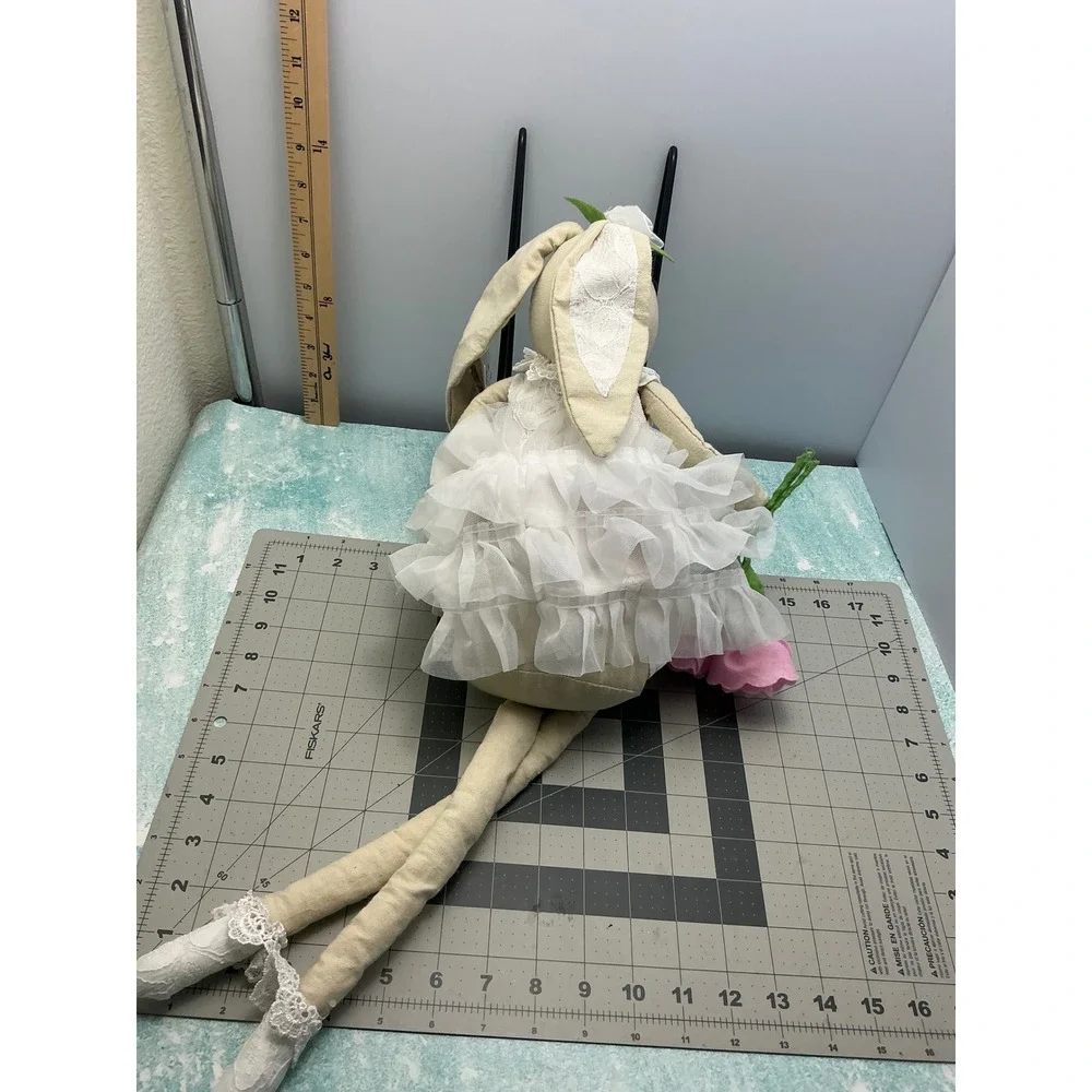 222 Elegance Whimsical Long Leg Bunny Doll White Lace Tutu Pink Rose NWT 22in